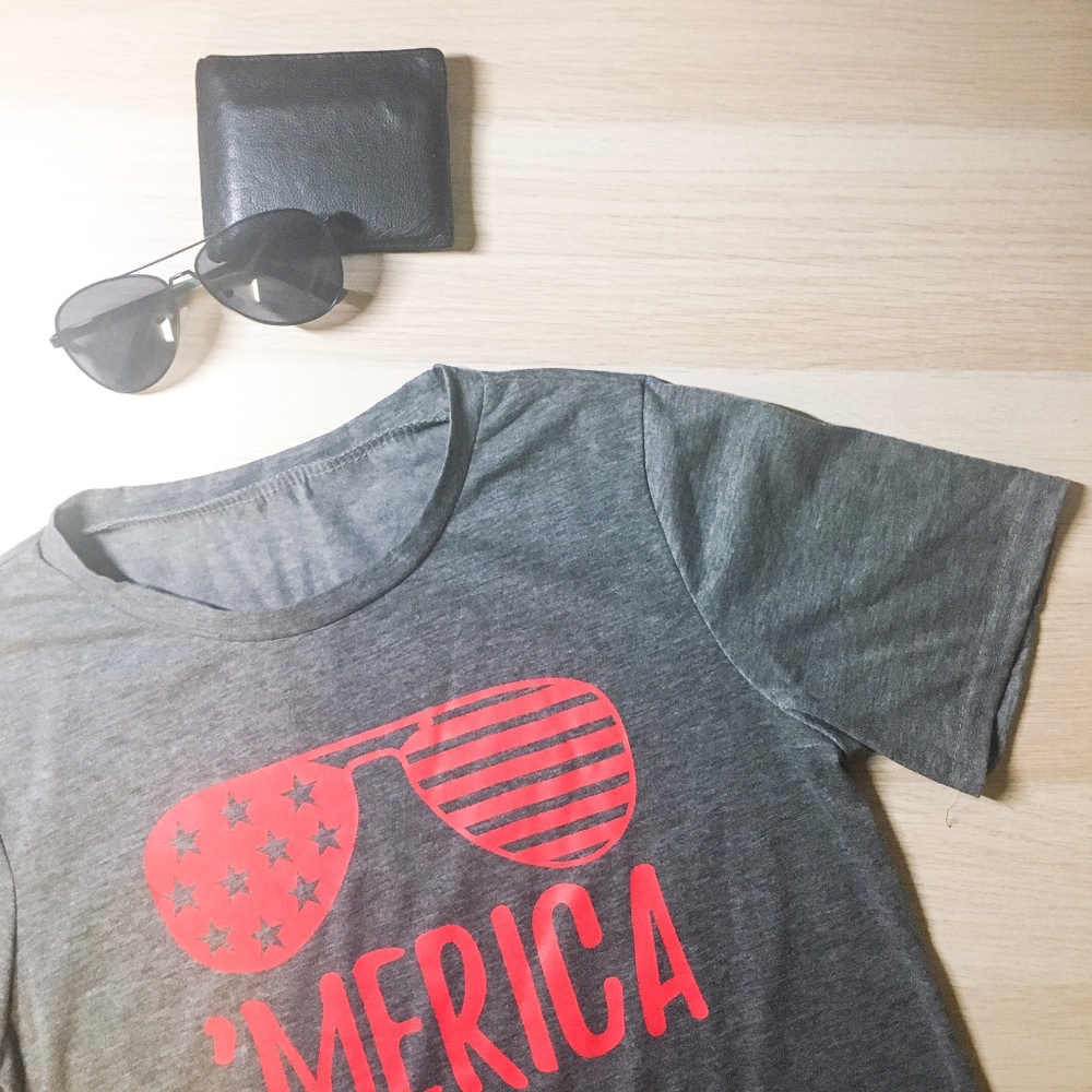 Gently Used Grey  " 'Merica " Tee